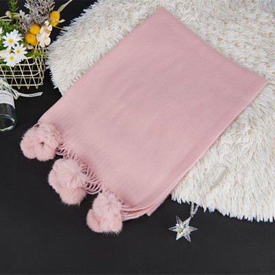 Šal od poliestera, warp-knit pletenje, korejskog stila lažni kašmir, resice i pomponi, dimenzije 70x200 cm, topao za zimu