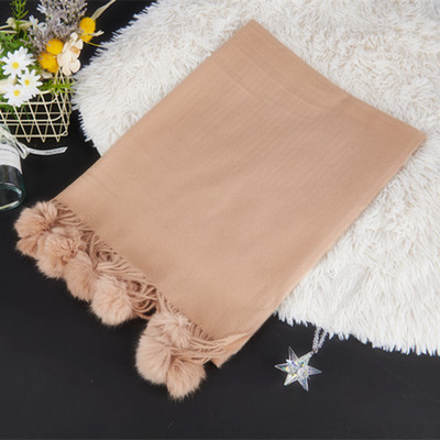 Šal od poliestera, warp-knit pletenje, korejskog stila lažni kašmir, resice i pomponi, dimenzije 70x200 cm, topao za zimu