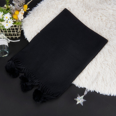 Šal od poliestera, warp-knit pletenje, korejskog stila lažni kašmir, resice i pomponi, dimenzije 70x200 cm, topao za zimu