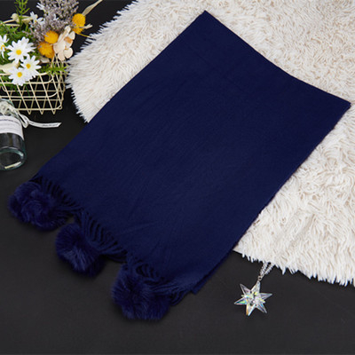 Šal od poliestera, warp-knit pletenje, korejskog stila lažni kašmir, resice i pomponi, dimenzije 70x200 cm, topao za zimu