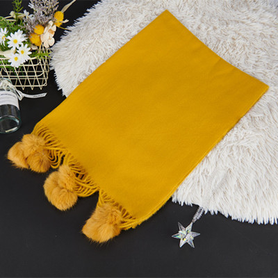 Šal od poliestera, warp-knit pletenje, korejskog stila lažni kašmir, resice i pomponi, dimenzije 70x200 cm, topao za zimu
