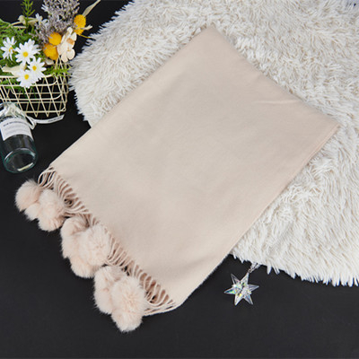 Šal od poliestera, warp-knit pletenje, korejskog stila lažni kašmir, resice i pomponi, dimenzije 70x200 cm, topao za zimu