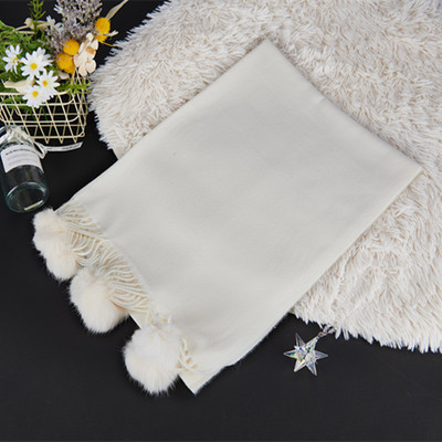 Šal od poliestera, warp-knit pletenje, korejskog stila lažni kašmir, resice i pomponi, dimenzije 70x200 cm, topao za zimu