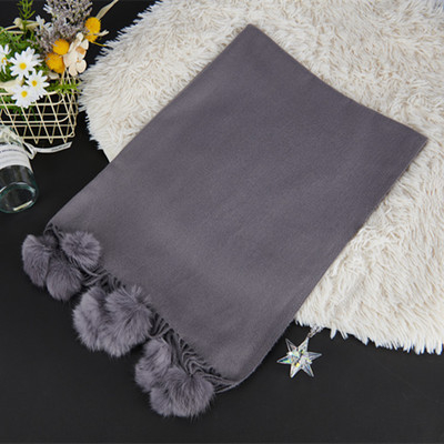 Šal od poliestera, warp-knit pletenje, korejskog stila lažni kašmir, resice i pomponi, dimenzije 70x200 cm, topao za zimu