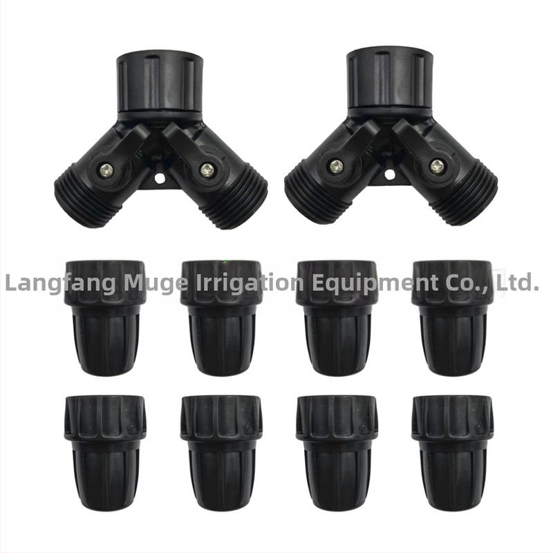 PE водопроводен тръбен конектор — тройник, редуциращ тройник и ъгъл, материал PE/POM, заключваща гайка, за домашна градина и обществени зелени площи