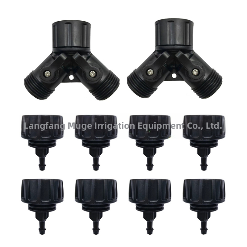 PE водопроводен тръбен конектор — тройник, редуциращ тройник и ъгъл, материал PE/POM, заключваща гайка, за домашна градина и обществени зелени площи