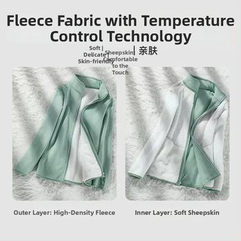 Unisex polár fleece kardigán dzseki báránygyapjú bélésével – meleg őszi-téli viselet