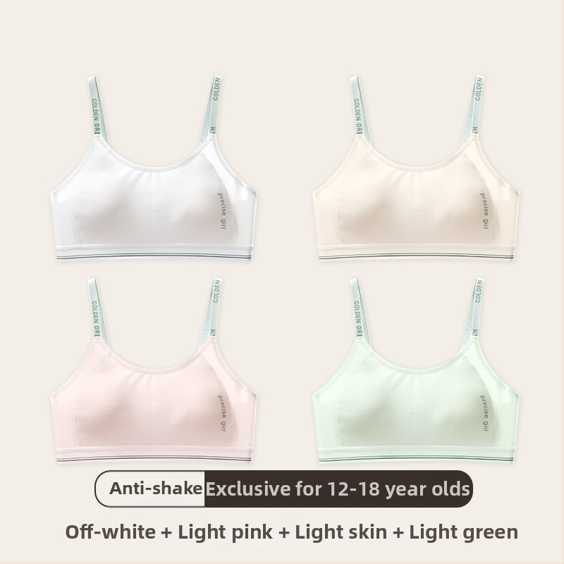 Κοριτσίστικο αθλητικό σουτιέν με σταθερό κύπελλο, διαπνοή, τριγωνικό σχήμα κύπελλου, ναϊλον ύφασμα, Στάδιο 2 (12–15 ετών)