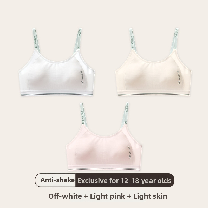 Κοριτσίστικο αθλητικό σουτιέν με σταθερό κύπελλο, διαπνοή, τριγωνικό σχήμα κύπελλου, ναϊλον ύφασμα, Στάδιο 2 (12–15 ετών)