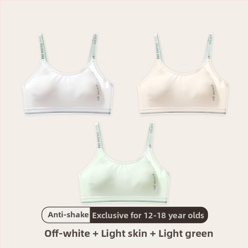 Κοριτσίστικο αθλητικό σουτιέν με σταθερό κύπελλο, διαπνοή, τριγωνικό σχήμα κύπελλου, ναϊλον ύφασμα, Στάδιο 2 (12–15 ετών)