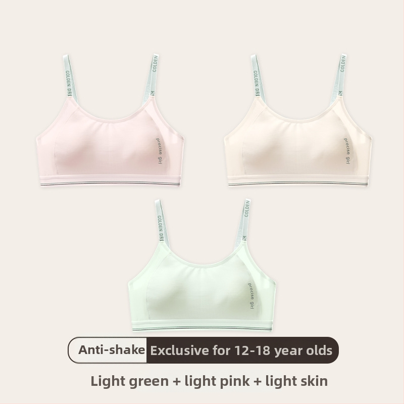 Κοριτσίστικο αθλητικό σουτιέν με σταθερό κύπελλο, διαπνοή, τριγωνικό σχήμα κύπελλου, ναϊλον ύφασμα, Στάδιο 2 (12–15 ετών)