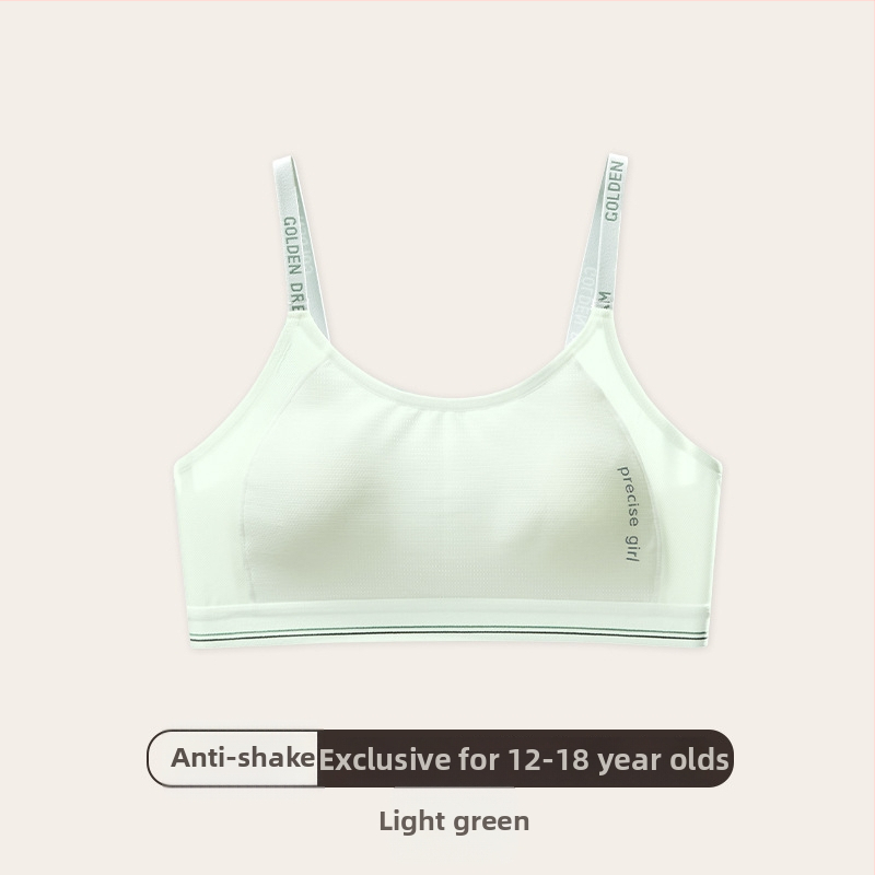 Κοριτσίστικο αθλητικό σουτιέν με σταθερό κύπελλο, διαπνοή, τριγωνικό σχήμα κύπελλου, ναϊλον ύφασμα, Στάδιο 2 (12–15 ετών)