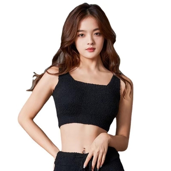 Vesta caldă din velur pentru femei cu sutien încorporat și pernă pentru bust, pulover, 100% poliester, respirabil