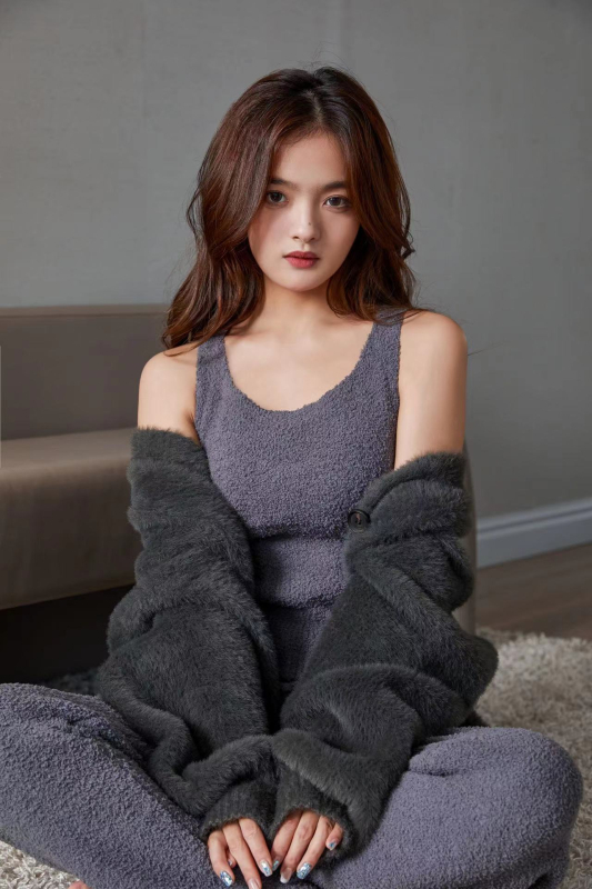 Vesta caldă din velur pentru femei cu sutien încorporat și pernă pentru bust, pulover, 100% poliester, respirabil