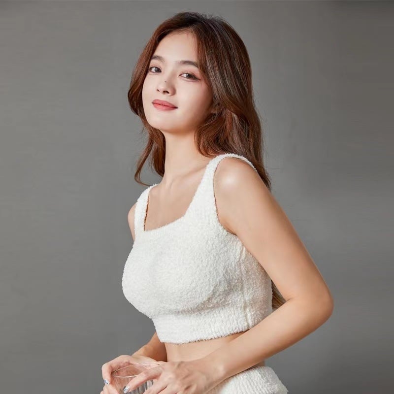 Vesta caldă din velur pentru femei cu sutien încorporat și pernă pentru bust, pulover, 100% poliester, respirabil