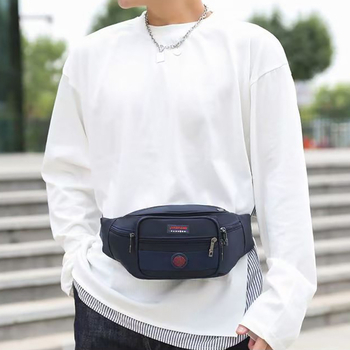 Ανδρική τσάντα μέσης, νάιλον, αδιάβροχη, μονόχρωμη, επένδυση πολυεστέρα