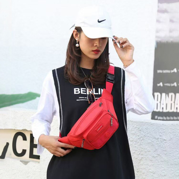 Ανδρική τσάντα μέσης, νάιλον, αδιάβροχη, μονόχρωμη, επένδυση πολυεστέρα