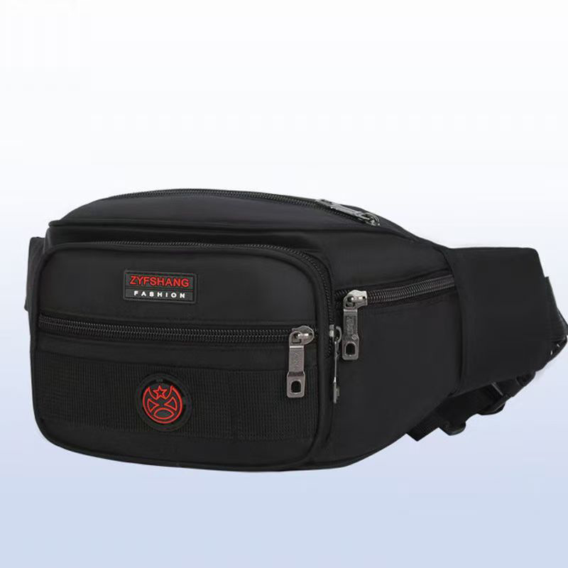 Ανδρική τσάντα μέσης, νάιλον, αδιάβροχη, μονόχρωμη, επένδυση πολυεστέρα