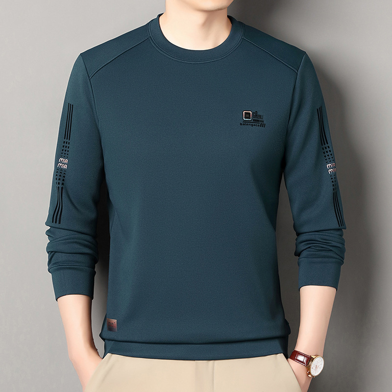 Jacquardový bavlneno-zmesový pulóver, voľný strih, okrúhly výstrih, dlhé rukávy, na jar a jeseň