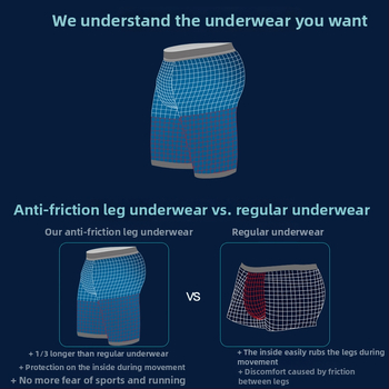 Férfi sportos boxer briefs hosszú lábbal, dörzsálló, gyorsan száradó, 90–95% viszkóz