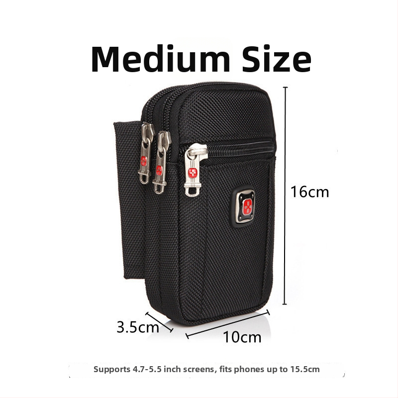 Férfi Oxford anyagú telefon táska cipzárral, függőleges négyszögletes formájú, utcai stílus