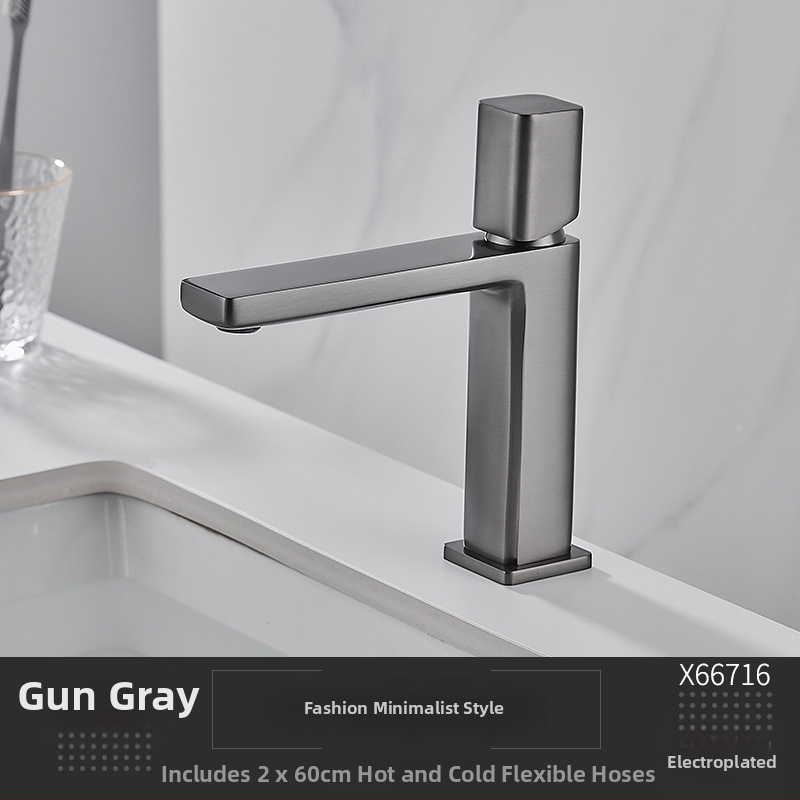 Meďový miešací kohútik na umývadlo, namontovaný na doske, keramická kartušová vložka, jednoručný, 0-99°C, 0,8 MPa