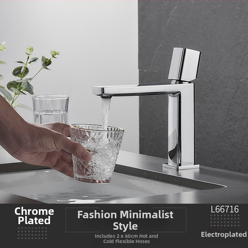 Meďový miešací kohútik na umývadlo, namontovaný na doske, keramická kartušová vložka, jednoručný, 0-99°C, 0,8 MPa