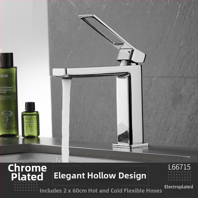 Meďový miešací kohútik na umývadlo, namontovaný na doske, keramická kartušová vložka, jednoručný, 0-99°C, 0,8 MPa