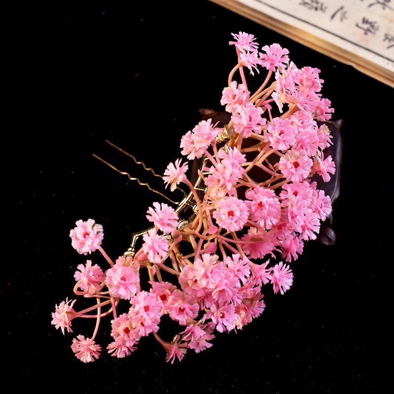 Лиу Йифей вдъхновено девет реда изкуствени цветя Baby’s Breath — аксесоар за коса, етно стил, текстилна флорална украса, персонализирано