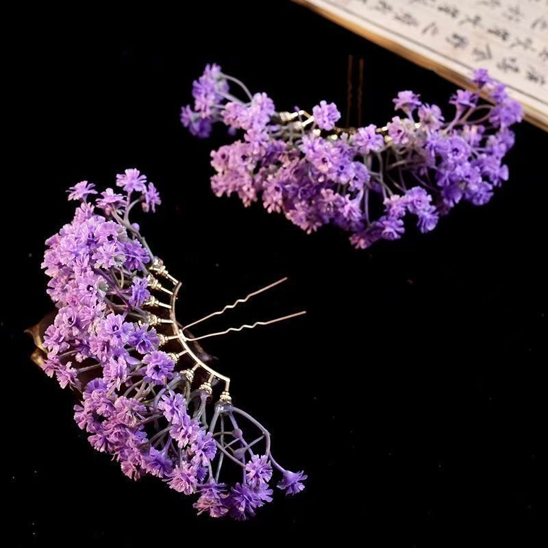 Лиу Йифей вдъхновено девет реда изкуствени цветя Baby’s Breath — аксесоар за коса, етно стил, текстилна флорална украса, персонализирано