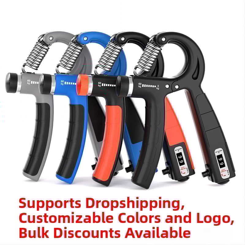 Állítható gumírozott fogás-erősítő, hordozható, ellenállás 5–60 kg, PP+TPE