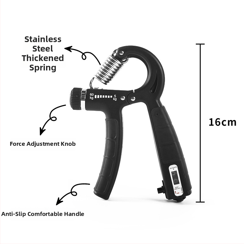 Regulovaný trenér úchopovej sily s gumovým povrchom, prenosný, odolnosť 5–60 kg, PP+TPE
