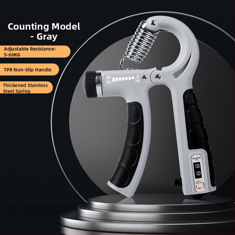 Állítható gumírozott fogás-erősítő, hordozható, ellenállás 5–60 kg, PP+TPE