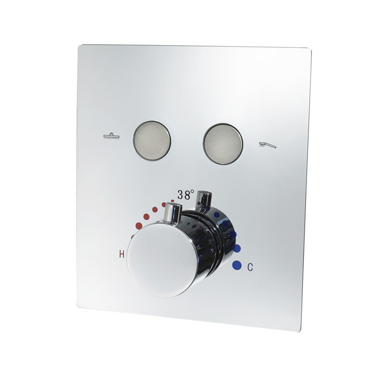 Ugradbeni termostatski tuš miješalni ventil s tri funkcije, bakreno tijelo, model V-002TPG, 0–100°C