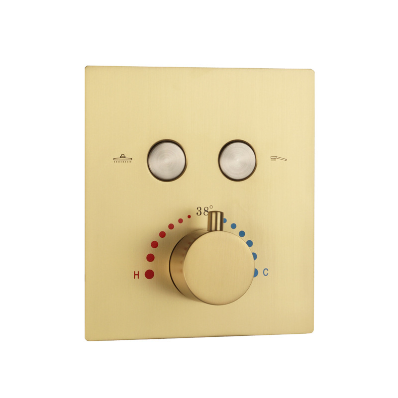 Ugradbeni termostatski tuš miješalni ventil s tri funkcije, bakreno tijelo, model V-002TPG, 0–100°C
