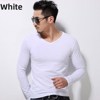 Pánske tričko s dlhými rukávmi, slim-fit, casual štýl, polyesterová tkanina, jednofarebný vzor