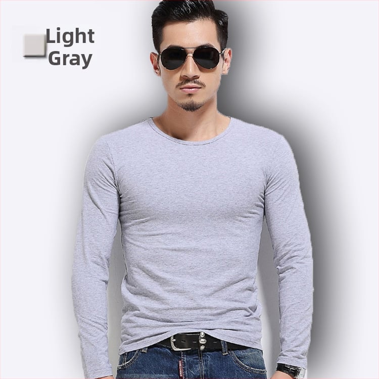 Pánske tričko s dlhými rukávmi, slim-fit, casual štýl, polyesterová tkanina, jednofarebný vzor