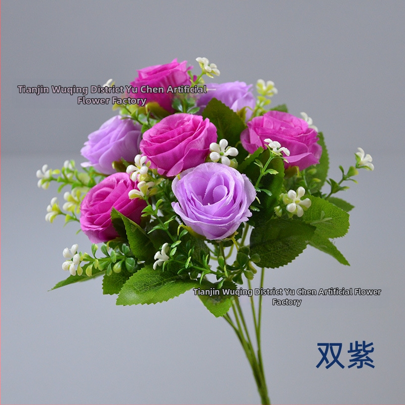 Yu Chen selyem rózsa csokor — mesterséges rózsák, stilizált szárak injekciós öntéssel