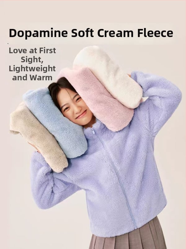 Uniszex polár fleece kabát reverszibil korál fleece bélésével, kardigán stílus, őszi–téli használatra, levehető belső réteg