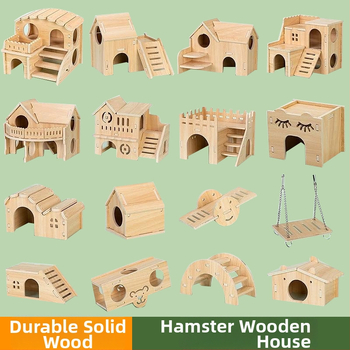 Hamster nest – okrúhly drevený úkryt, vodotesný, kreslený štýl (Materiál: Silk flower; Tvar: Okrúhly; Funkcia: Vodotesný; Štýl: Kreslený; Aplikačné objekty: Hamster)