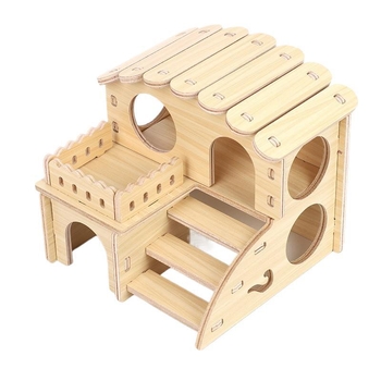 Hamster nest – okrúhly drevený úkryt, vodotesný, kreslený štýl (Materiál: Silk flower; Tvar: Okrúhly; Funkcia: Vodotesný; Štýl: Kreslený; Aplikačné objekty: Hamster)