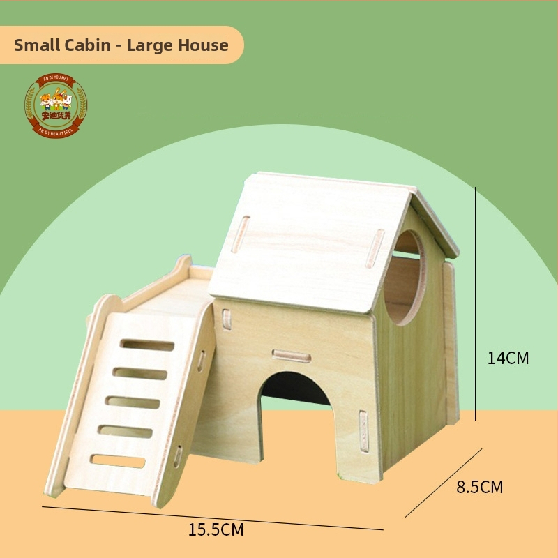 Hamster nest – okrúhly drevený úkryt, vodotesný, kreslený štýl (Materiál: Silk flower; Tvar: Okrúhly; Funkcia: Vodotesný; Štýl: Kreslený; Aplikačné objekty: Hamster)