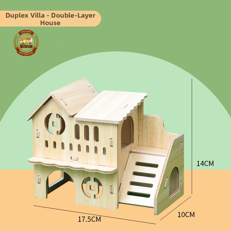 Hamster nest – okrúhly drevený úkryt, vodotesný, kreslený štýl (Materiál: Silk flower; Tvar: Okrúhly; Funkcia: Vodotesný; Štýl: Kreslený; Aplikačné objekty: Hamster)