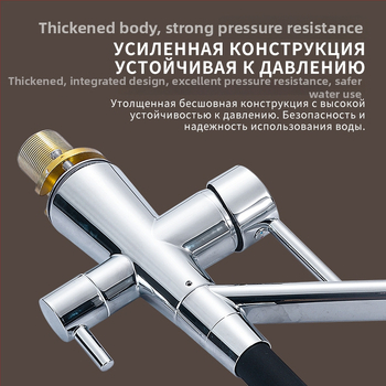 Kuchynský kohútik na umývanie riadu so studenou/teplou vodou, otočný 360°, filtr vody 3v1, keramický diskový ventil, mosadz konštrukcia