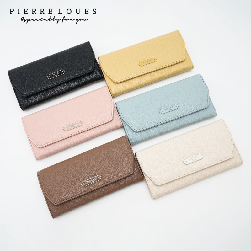 Pierre Louis PU kožna dugačka novčanik s višestrukim pretincima za kartice i Lychee uzorak – poslovni elit stil, nišni dizajn, zima 2025