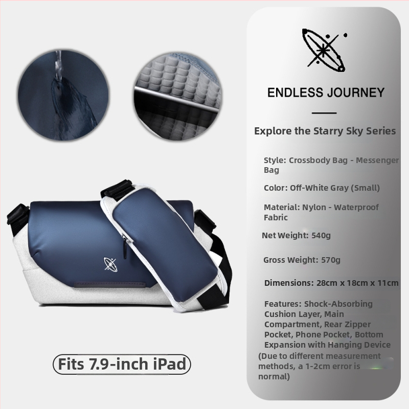 Ανδρική τσάντα ώμου, στυλ δρόμου, Oxford ύφασμα, αδιάβροχη, ιδανική για ταξίδια αναψυχής