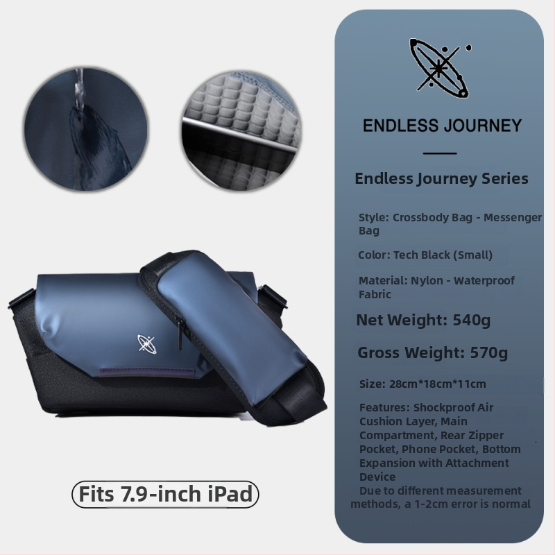 Ανδρική τσάντα ώμου, στυλ δρόμου, Oxford ύφασμα, αδιάβροχη, ιδανική για ταξίδια αναψυχής