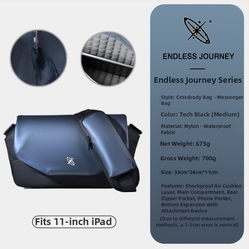 Ανδρική τσάντα ώμου, στυλ δρόμου, Oxford ύφασμα, αδιάβροχη, ιδανική για ταξίδια αναψυχής