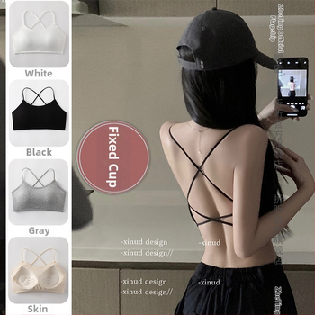 Τοπ με περιτύλιγμα στο στήθος, σωληνοειδές σχέδιο, 3/4 κύπελλα, λεπτές διαμορφωμένες чашες, βισκόζη ύφασμα