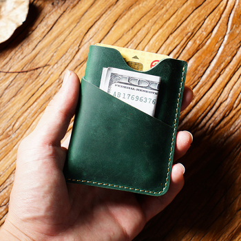 Държач за карти от кравешка кожа, унисекс, Aipi Leather, Солиден цвят, ръчна изработка